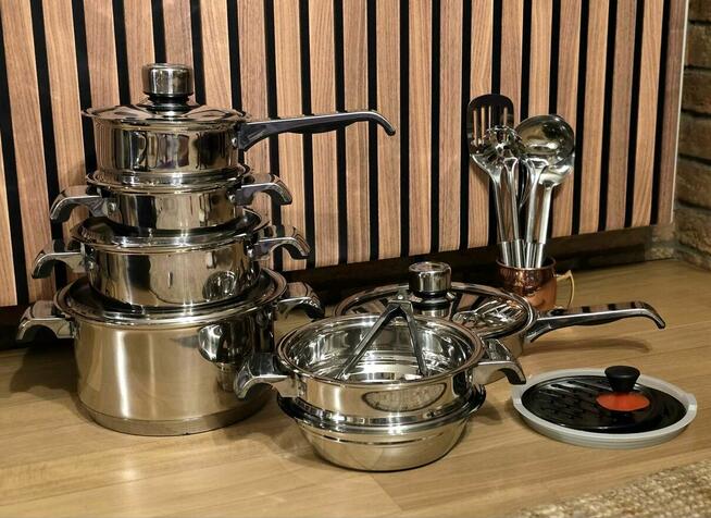 Garnki nierdzewne duży zestaw