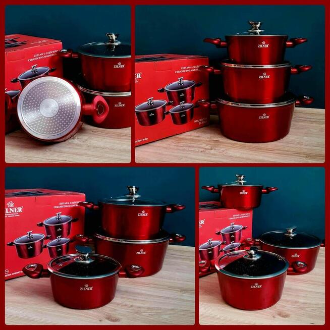 Garnki marmur lakierowane