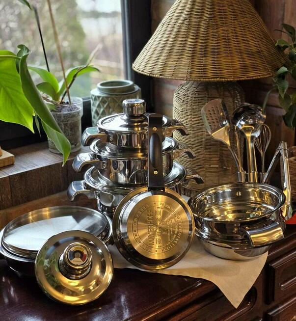 Garnki nierdzewne duży zestaw