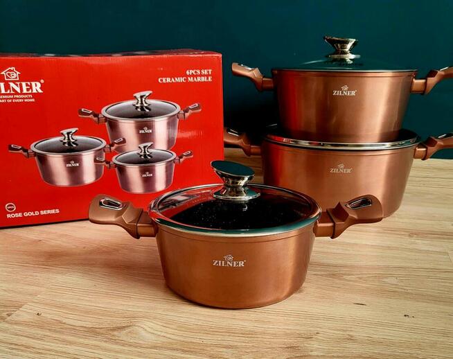 Garnki marmur lakierowane