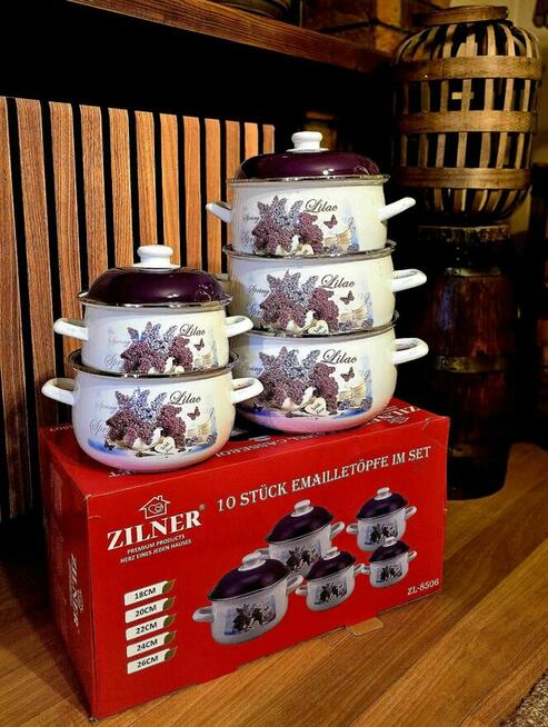 Garnki emaliowane różne wzory