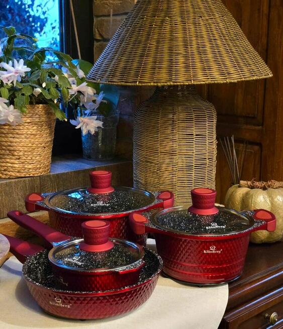 Garnki marmur lakierowane