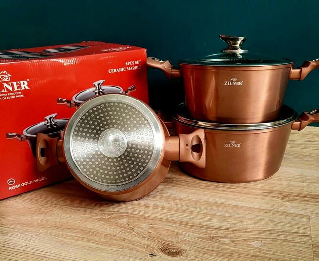 Garnki marmur lakierowane