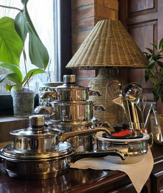 Garnki nierdzewne duży zestaw