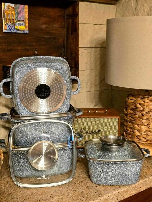 Garnki brytfanki marmurowe dwa kolory