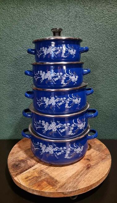 Garnki emaliowane różne wzory