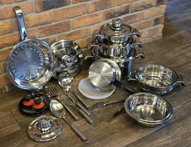 Garnki nierdzewne duży zestaw