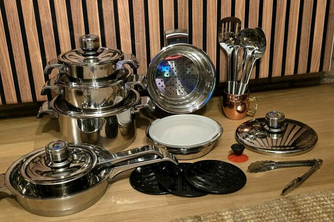 Garnki nierdzewne duży zestaw