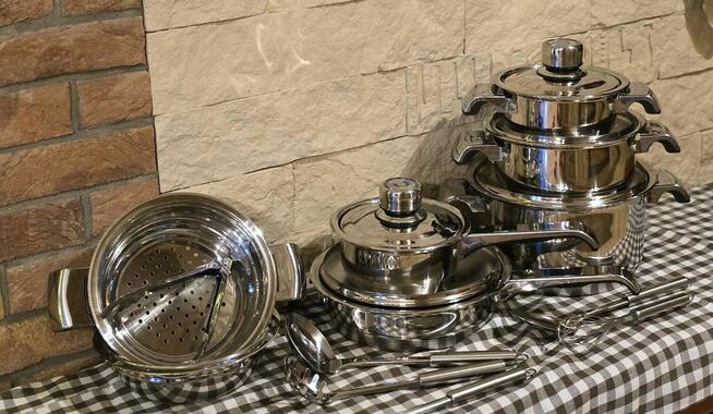 Garnki nierdzewne duży zestaw