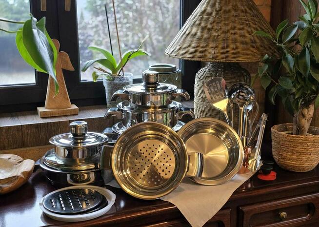 Garnki nierdzewne duży zestaw