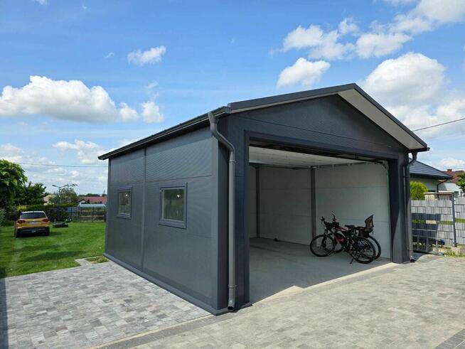 Garaż 4x6 z płyty warstwowej brama segmentowa ocieplany