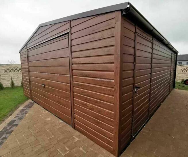 Garaż blaszany 5x6 drewnopodobny jednostanowiskowy