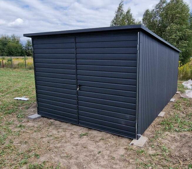 Garaż blaszany 3x5 grafit jednospadowy pion
