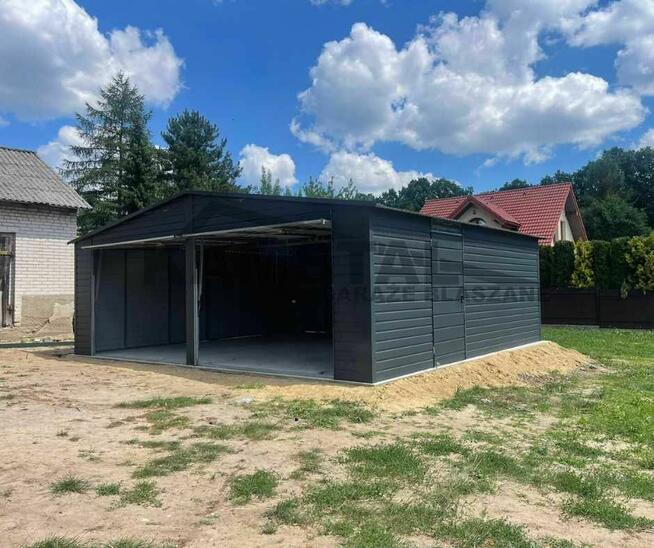 Garaż blaszany 7x6 grafitowy dwustanowiskowy