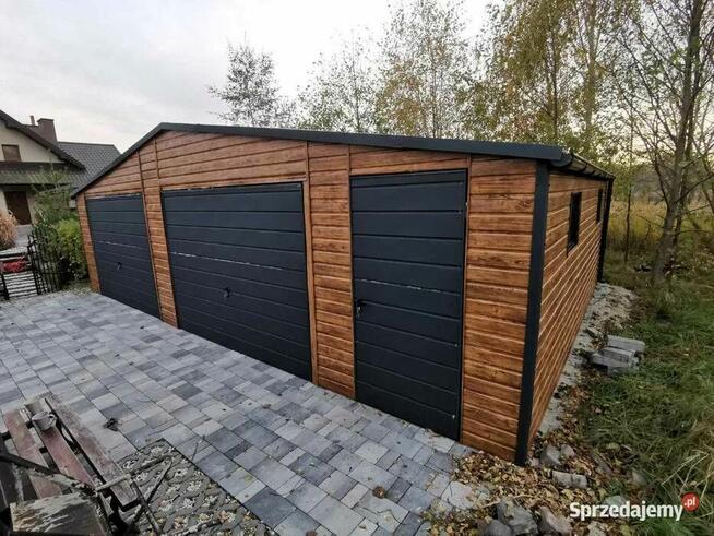 Garaż blaszany 9x6 drewnopodobny dwustanowiskowy