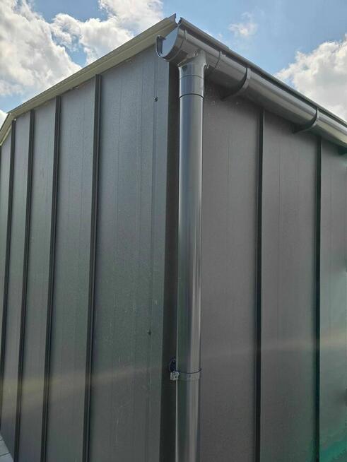 Garaż blaszany 4x6 na rąbek grafitowy brama uchylna