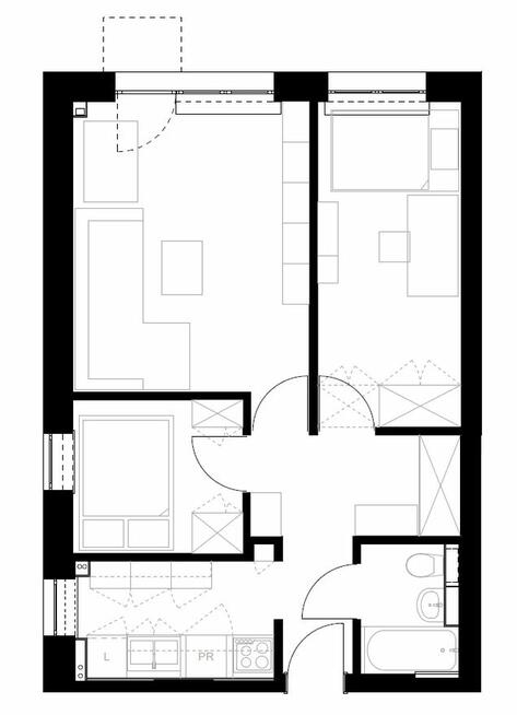 Mieszkanie 3-pokojowe 47,43 m² Warszawa Praga-Południe