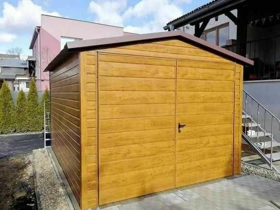 Garaż blaszany 3x5 drewnopodobny dwuspadowy