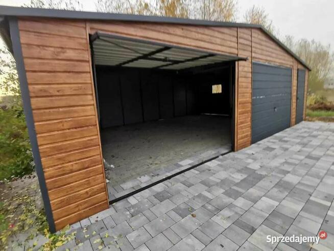Garaż blaszany 9x6 drewnopodobny dwustanowiskowy