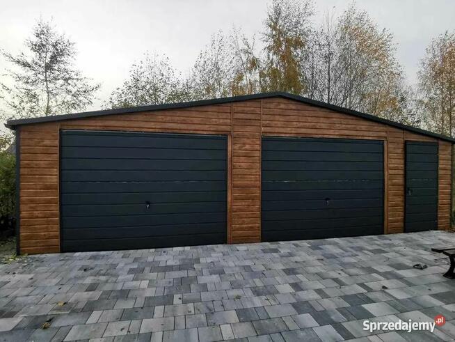 Garaż blaszany 9x6 drewnopodobny dwustanowiskowy