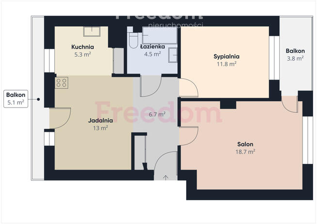 Jasne 3 pokoje z balkonami – Olsztyn Jaroty
