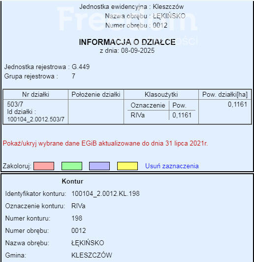 Działka budowlana w Łękińsko, Kleszczów