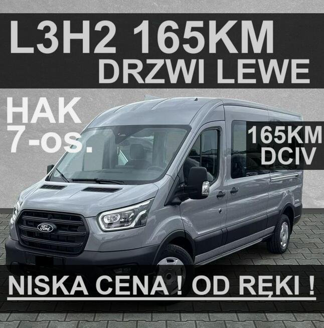 Ford Transit L3H2 165KM Drzwi Lewe Hak Bi-ksenony 7-os.  Niska Cena  Od ręki !!