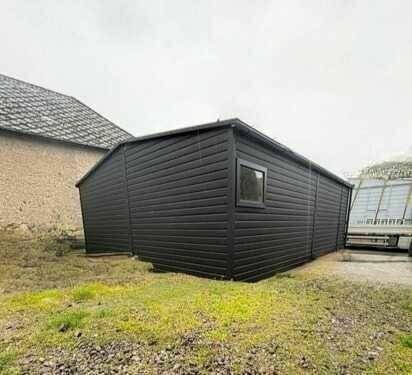 Garaż blaszany 6x6 czarny dwustanowiskowy dwuspadowy