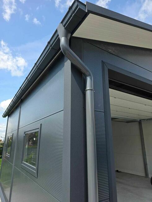 Garaż 4x6 z płyty warstwowej brama segmentowa ocieplany