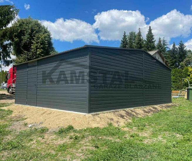 Garaż blaszany 7x6 grafitowy dwustanowiskowy