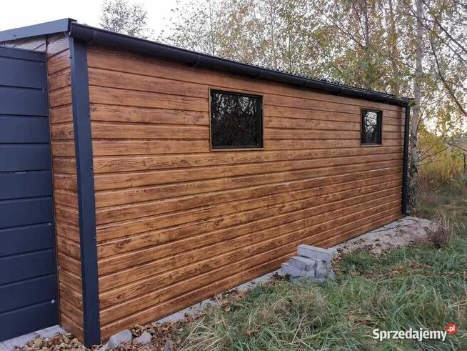 Garaż blaszany 9x6 drewnopodobny dwustanowiskowy
