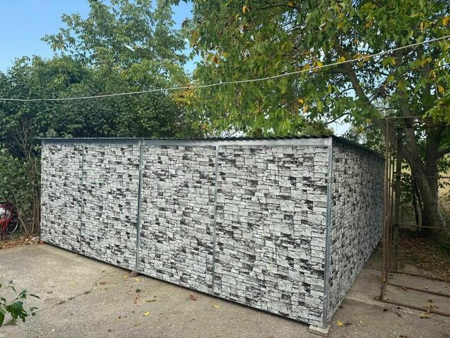 Garaż blaszany 3x5 imitacja kamień