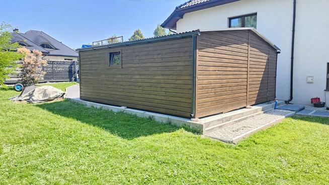 Garaż blaszany 6x5 drewnopodobny dwustanowiskowy dwuspadowy