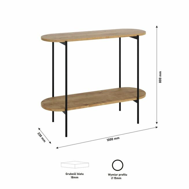 Konsola, stolik do przedpokoju dewniana, industrialna, loft