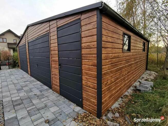 Garaż blaszany 9x6 drewnopodobny dwustanowiskowy