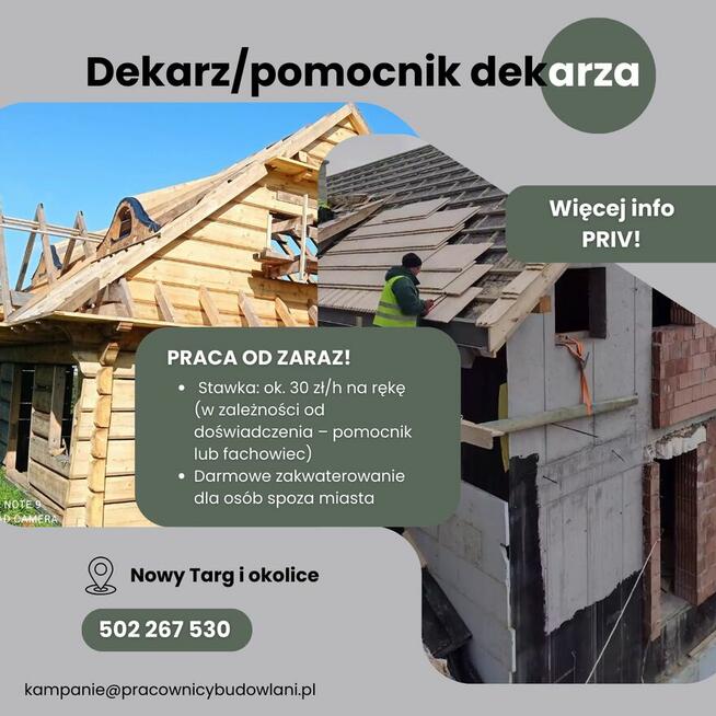 praca Nowy Targ. domy z bali. Dekarz, cieśla, Pomocnik
