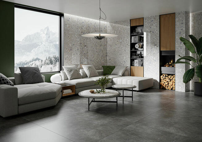 Płytki łazienkowe 80x80 imitujące beton Modern Grafit gat.1