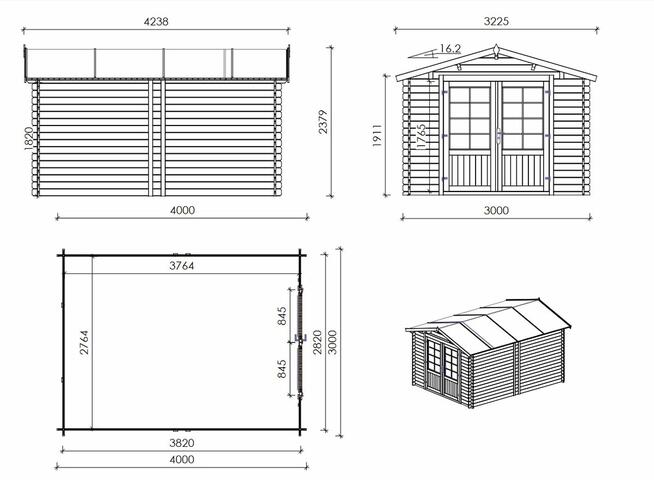 Drewniany domek ogrodowy 12.00 m2 - 3x4 m - 28 mm DOM661