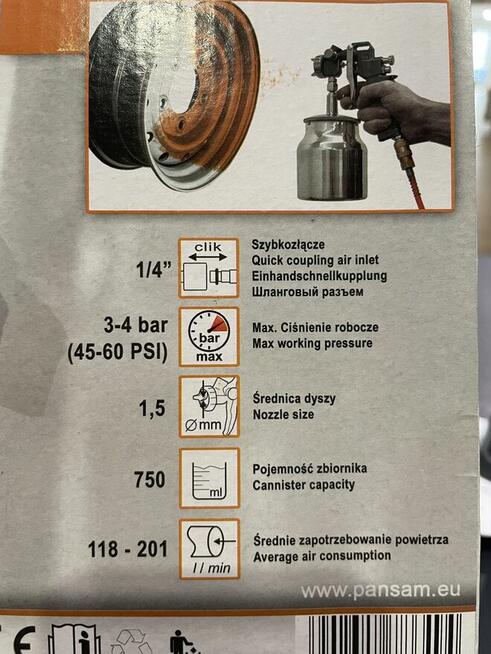 Pistolet lakierniczy PANSAM A533070 dolny zbiornik