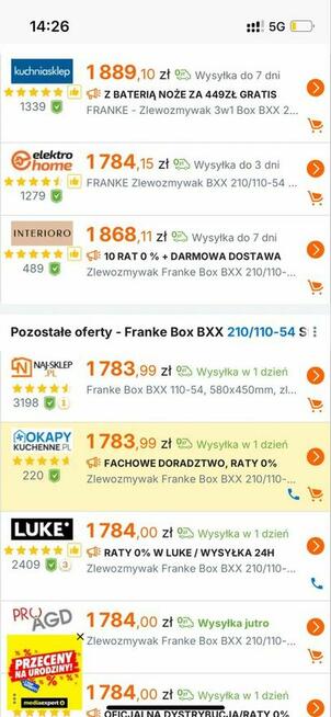 Zlewozmywak FRANKE BOX BXX 210/110-54