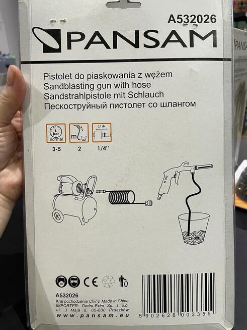 Pistolet do piaskowania PANSAM A532026 z wężem