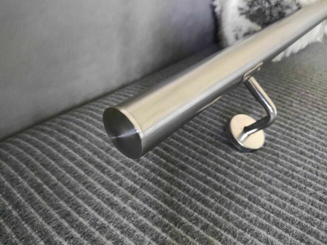 Poręcz srebrna Schodowa na Schody metalowa stal nierdzewna