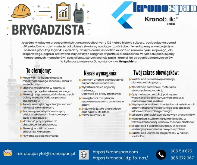 Zastępca Kierownika Produkcji / Brygadzista w Tartaku
