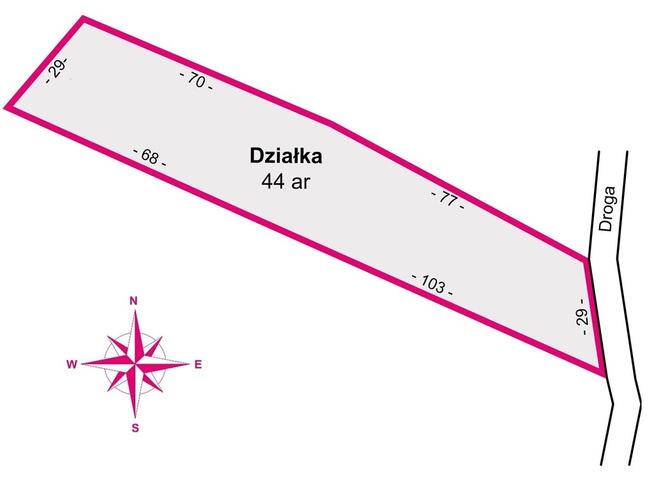 Działka 44 ary przy lesie w Grabówce