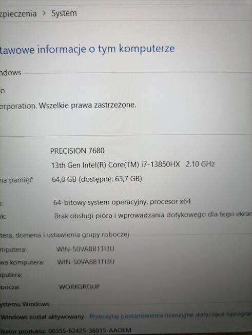 Dell precision 7680 16 WIN 11 i7 13 gener 64GB 2TB WIN 11 RT
