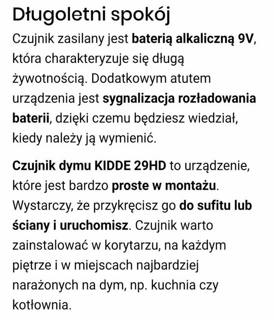 Czujnik dymu optyczny Kidde