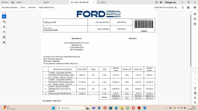 Ford Mondeo 2015, 2.0 tdci 180 KM, Automat, Hak, Webasto