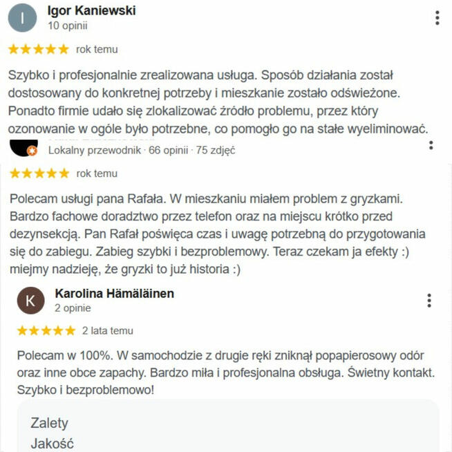 Ozonowanie- Usuwanie Zapachów Dymu, Stęchlizny, Psa, Kota