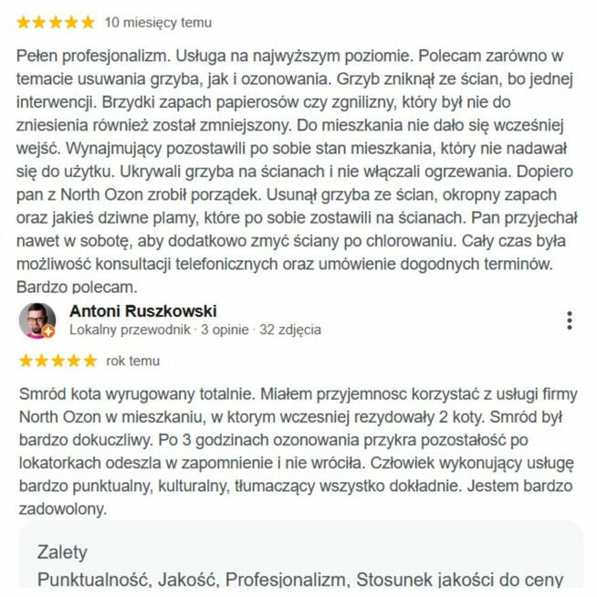 Ozonowanie- Usuwanie Zapachów Dymu, Stęchlizny, Psa, Kota