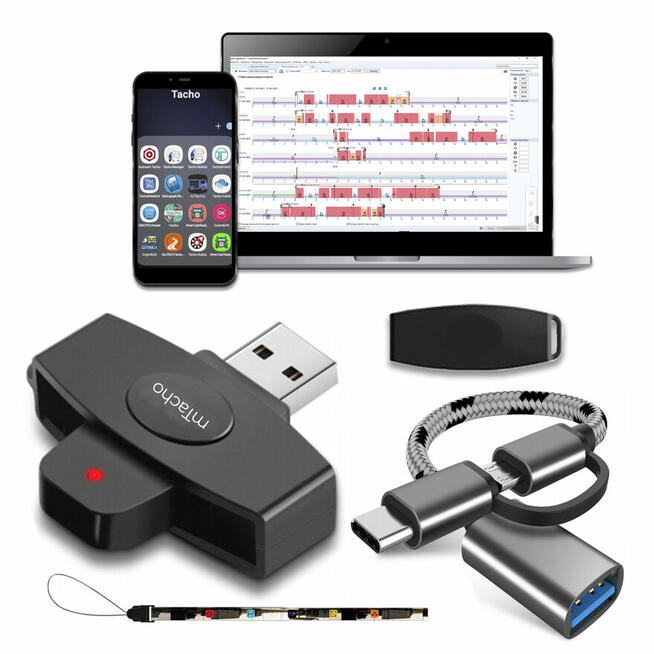 Czytnik Kart Kierowców-Micro USB+Adapter na USB-C